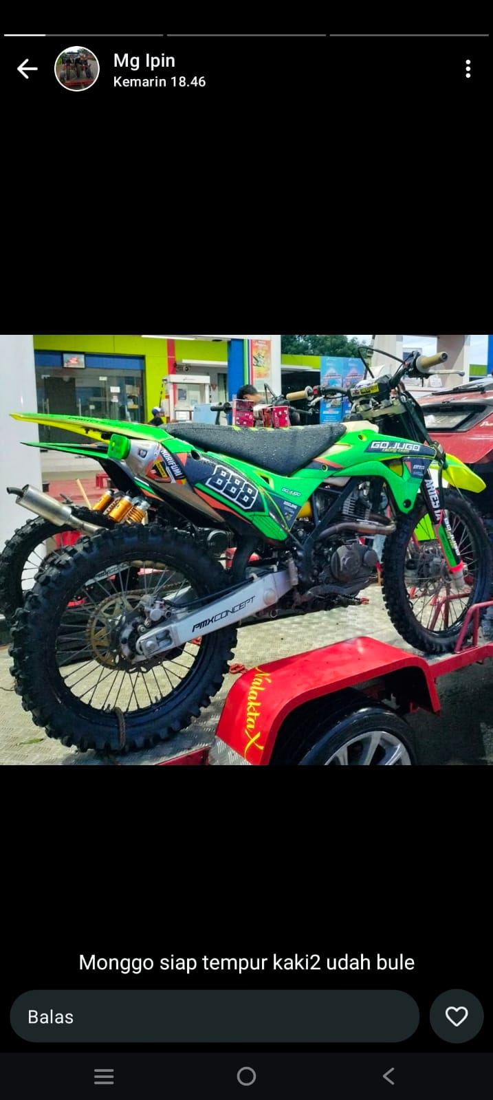 Foto iklan Kawasaki klx spek kompetisi, kaki kaki bule 1